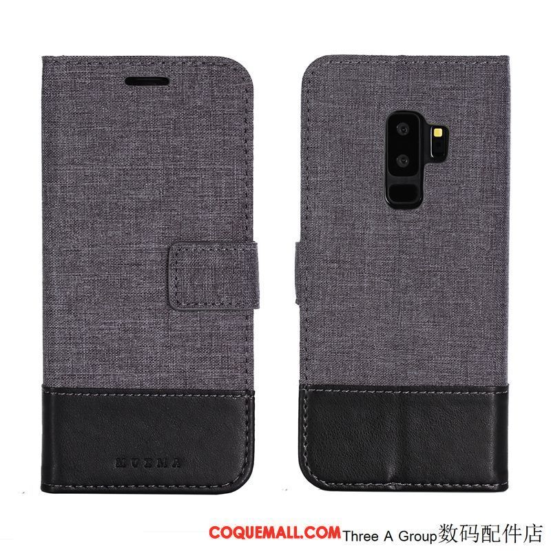 Étui Samsung Galaxy S9+ Incassable Simple Noir, Coque Samsung Galaxy S9+ Étoile Étui En Cuir