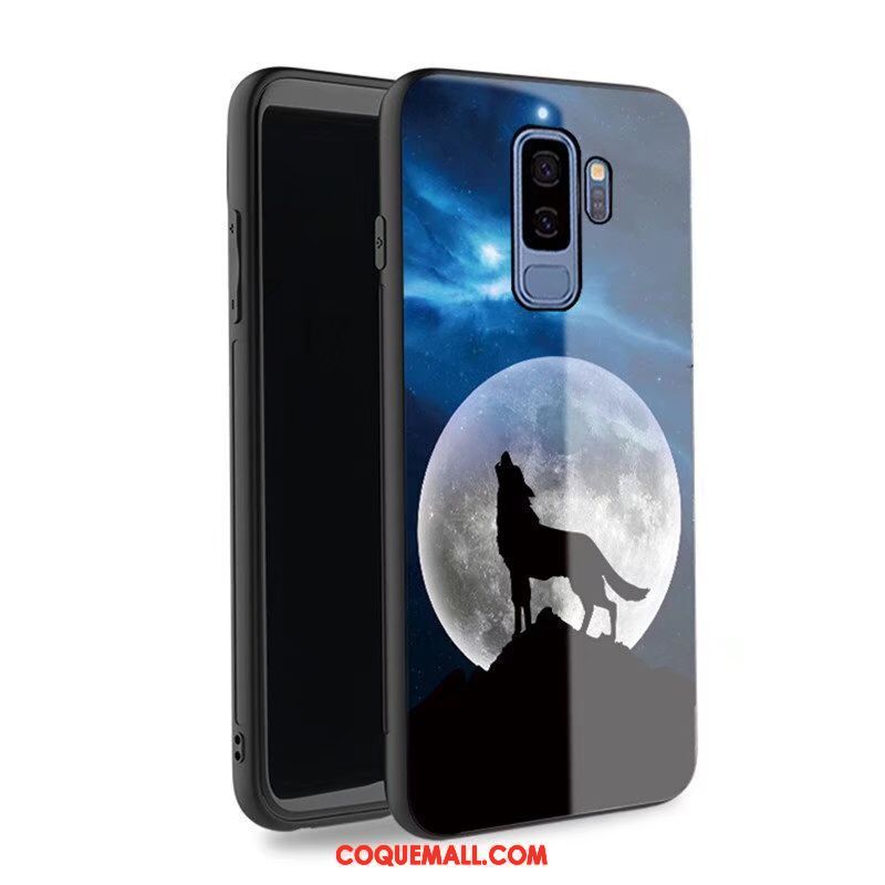 Étui Samsung Galaxy S9+ Incassable Téléphone Portable Verre, Coque Samsung Galaxy S9+ Bleu Couvercle Arrière