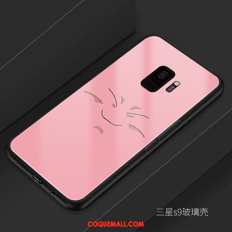 Étui Samsung Galaxy S9 Marque De Tendance Verre Rose, Coque Samsung Galaxy S9 Dragon Téléphone Portable