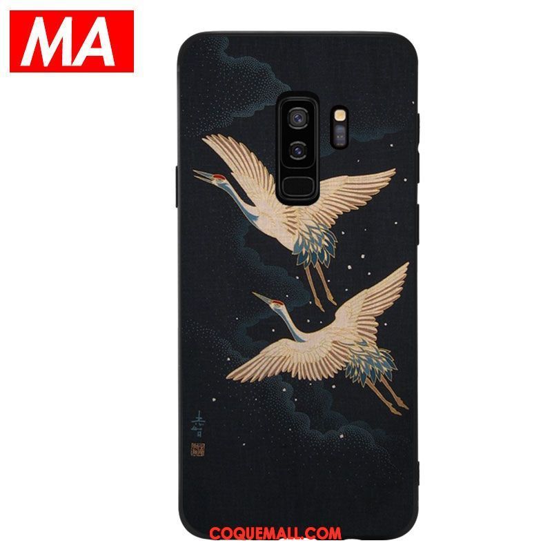 Étui Samsung Galaxy S9+ Noir Étoile Silicone, Coque Samsung Galaxy S9+ Protection Téléphone Portable