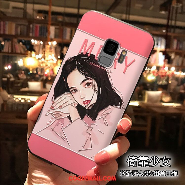 Étui Samsung Galaxy S9 Personnalité Étoile Rose, Coque Samsung Galaxy S9 Charmant Silicone