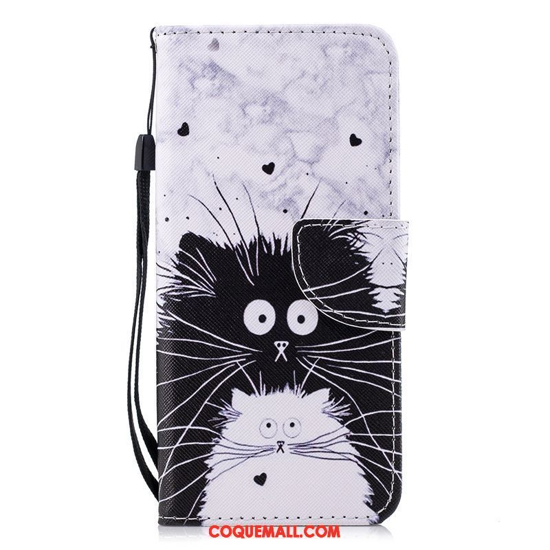 Étui Samsung Galaxy S9+ Protection Étoile Chat, Coque Samsung Galaxy S9+ Noir Blanc