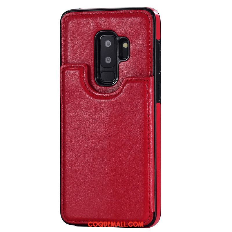 Étui Samsung Galaxy S9+ Rouge Étui En Cuir Téléphone Portable, Coque Samsung Galaxy S9+ Incassable Clamshell