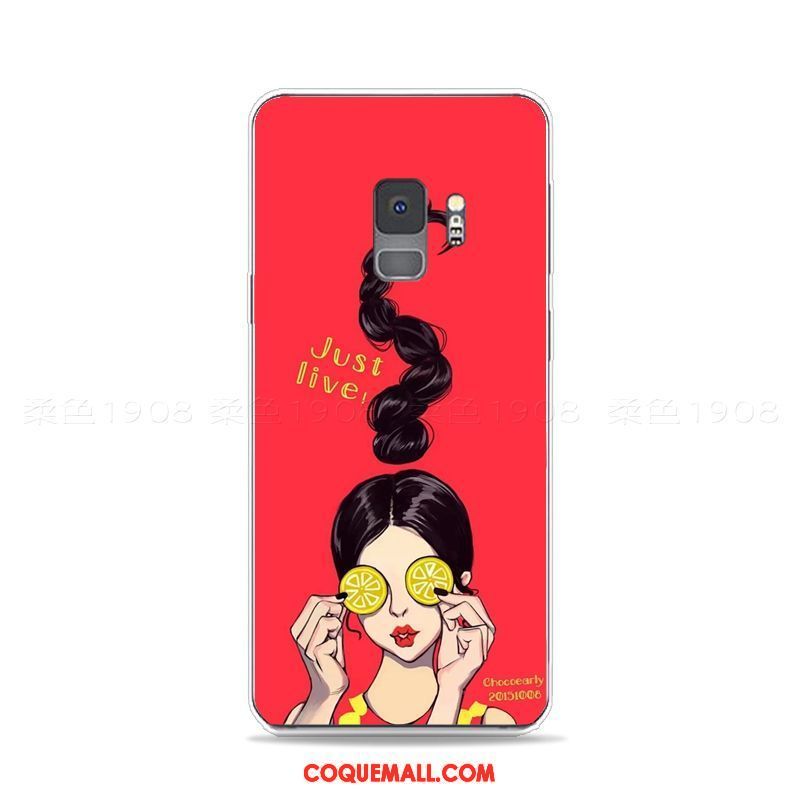 Étui Samsung Galaxy S9 Silicone Rouge Art, Coque Samsung Galaxy S9 Étoile Fluide Doux