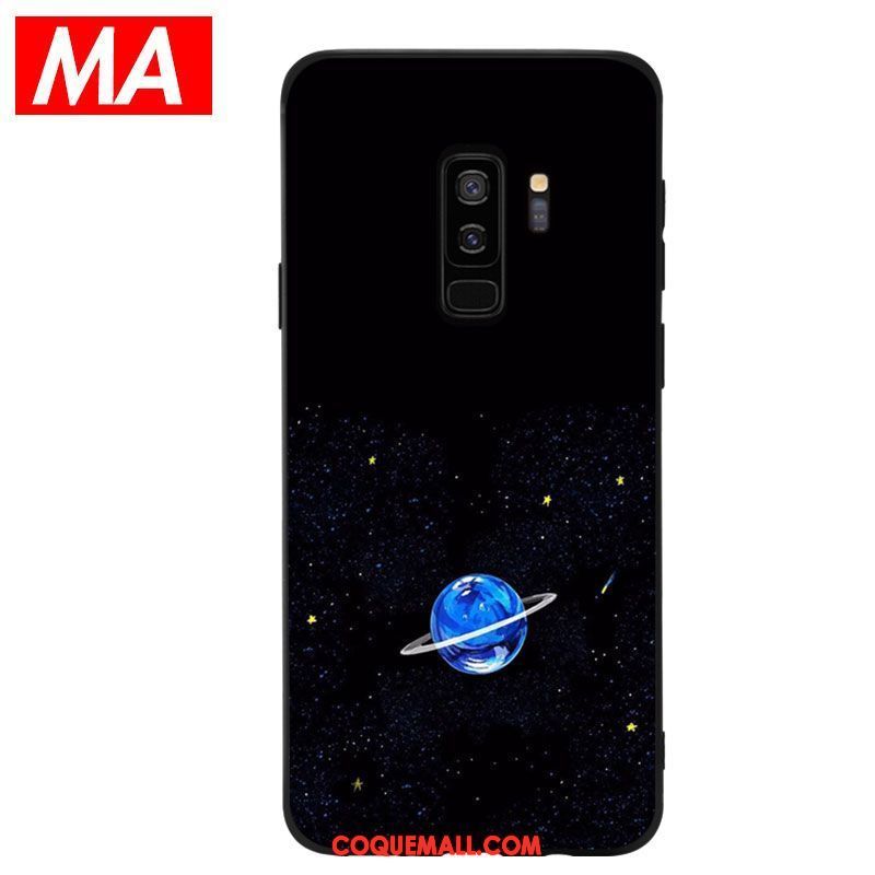 Étui Samsung Galaxy S9+ Simple Bleu Noir, Coque Samsung Galaxy S9+ Étoile Planète