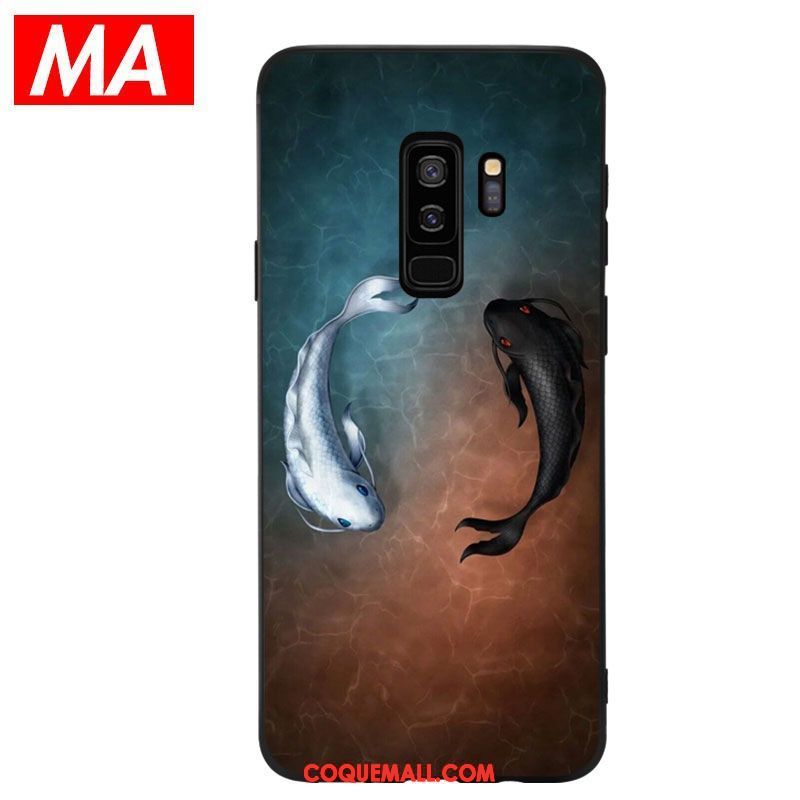 Étui Samsung Galaxy S9+ Tendance Téléphone Portable Protection, Coque Samsung Galaxy S9+ Fluide Doux Noir