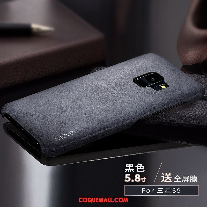 Étui Samsung Galaxy S9 Très Mince Cuir Étui En Cuir, Coque Samsung Galaxy S9 Incassable Gris