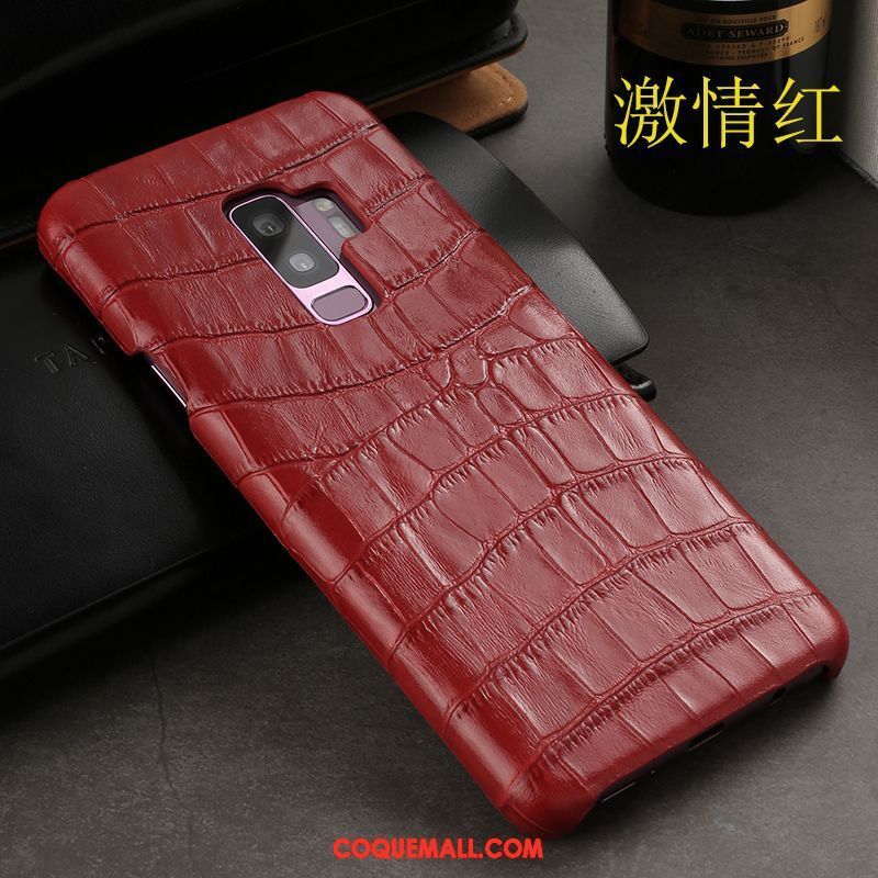 Étui Samsung Galaxy S9+ Vin Rouge Protection Crocodile Modèle, Coque Samsung Galaxy S9+ Nouveau Cuir Véritable