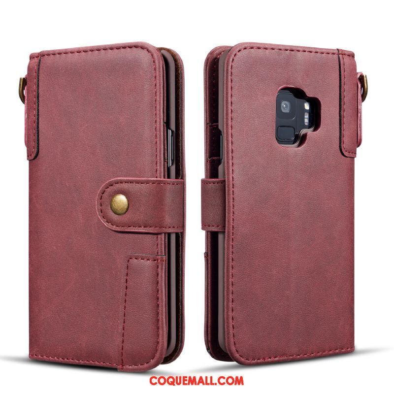 Étui Samsung Galaxy S9 Vin Rouge Sac Carte Téléphone Portable, Coque Samsung Galaxy S9 Tendance Étoile