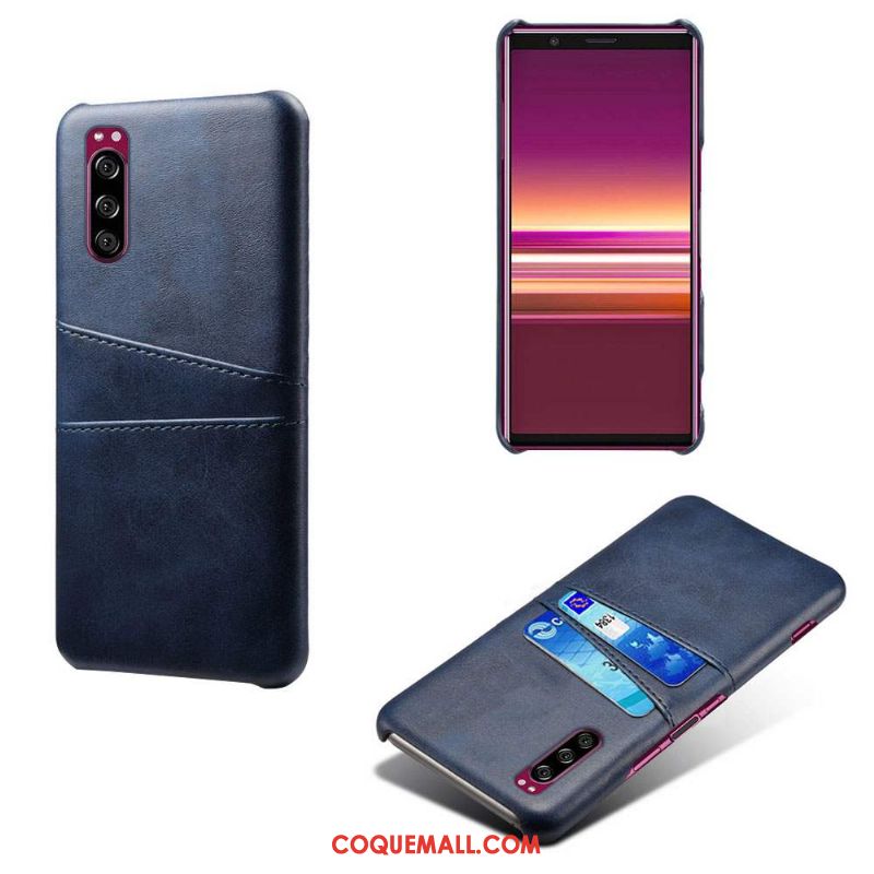 Étui Sony Xperia 1 Ii Bleu Carte Qualité, Coque Sony Xperia 1 Ii Téléphone Portable Cuir