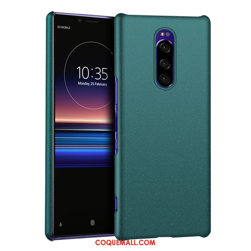 Étui Sony Xperia 1 Téléphone Portable Incassable Délavé En Daim, Coque Sony Xperia 1 Difficile Vert