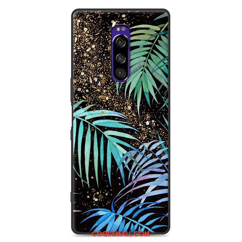 Étui Sony Xperia 1 Téléphone Portable Personnalité Vert, Coque Sony Xperia 1 Noir Fluide Doux