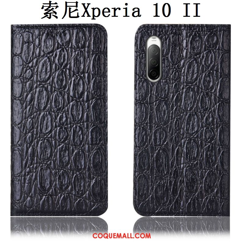 Étui Sony Xperia 10 Ii En Cuir Noir Téléphone Portable, Coque Sony Xperia 10 Ii Protection Incassable
