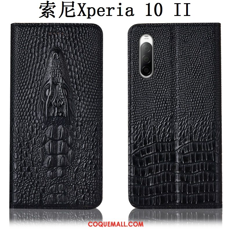 Étui Sony Xperia 10 Ii Incassable En Cuir Téléphone Portable, Coque Sony Xperia 10 Ii Protection Noir