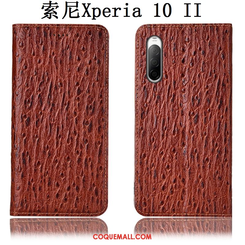 Étui Sony Xperia 10 Ii Modèle Fleurie Oiseau Tout Compris, Coque Sony Xperia 10 Ii Incassable Cuir Véritable Braun