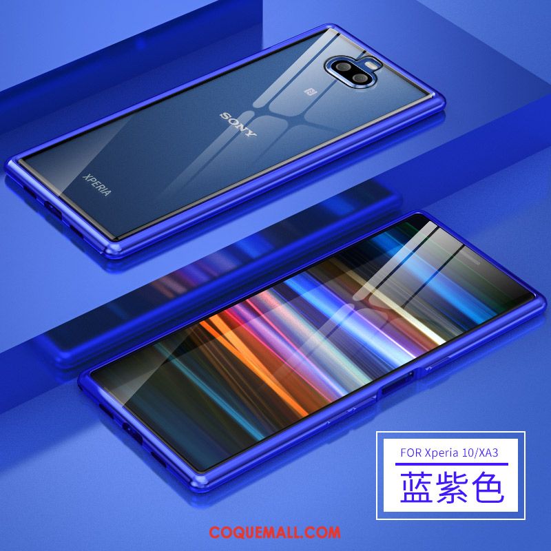 Étui Sony Xperia 10 Métal Marque De Tendance Transparent, Coque Sony Xperia 10 Protection Border