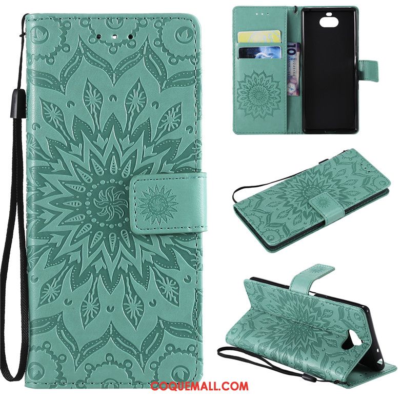 Étui Sony Xperia 10 Téléphone Portable Incassable Protection, Coque Sony Xperia 10 En Cuir Vert