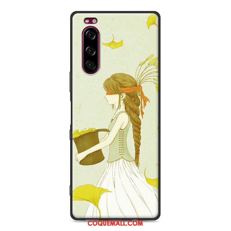 Étui Sony Xperia 5 Fluide Doux Protection Téléphone Portable, Coque Sony Xperia 5 Jaune Silicone