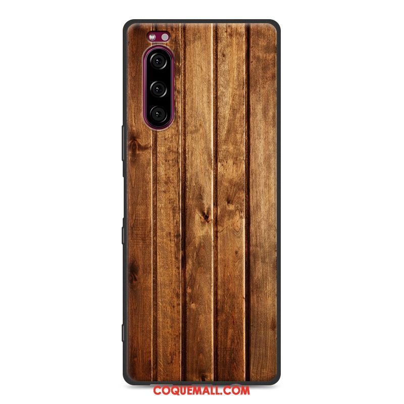 Étui Sony Xperia 5 Simple Protection Modèle Fleurie, Coque Sony Xperia 5 Fluide Doux Grand Braun