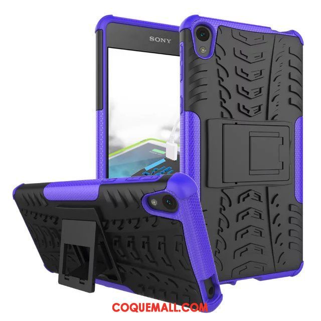 Étui Sony Xperia E5 Antidérapant Trois Défenses Violet, Coque Sony Xperia E5 Téléphone Portable Modèle Fleurie