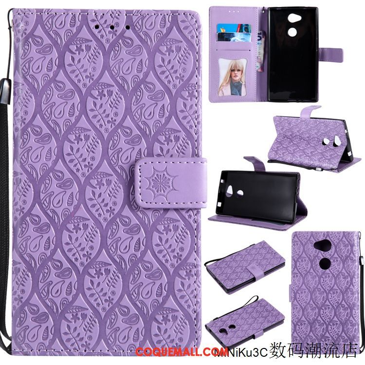 Étui Sony Xperia L2 Étui En Cuir Incassable Téléphone Portable, Coque Sony Xperia L2 Violet Protection