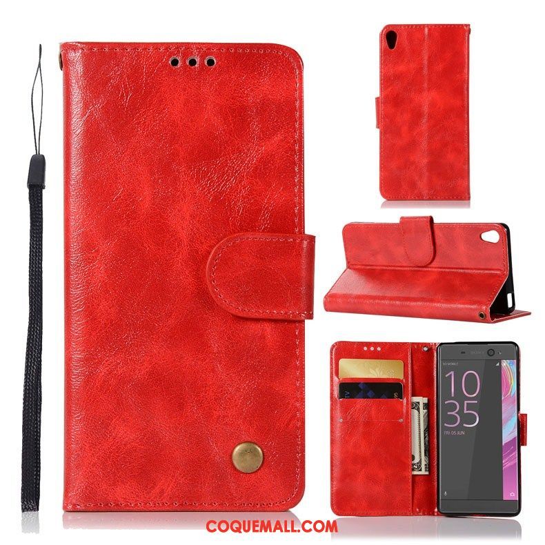 Étui Sony Xperia Xa Rouge Étui En Cuir Business, Coque Sony Xperia Xa Carte Protection