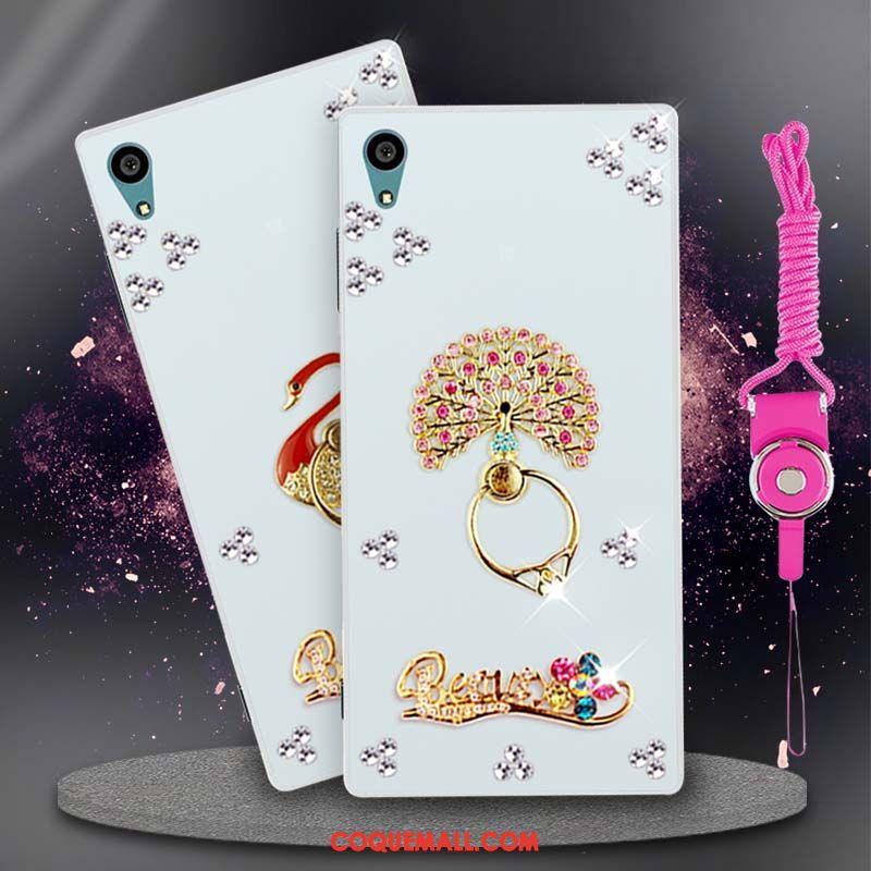 Étui Sony Xperia Xa Strass Blanc Ornements Suspendus, Coque Sony Xperia Xa Protection Tendance