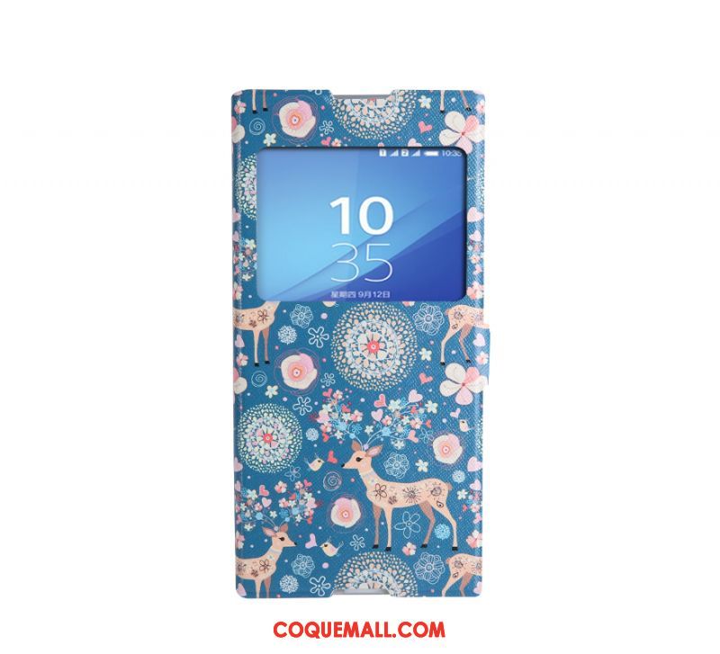 Étui Sony Xperia Xa1 Incassable Étui En Cuir Téléphone Portable, Coque Sony Xperia Xa1 Protection Bleu