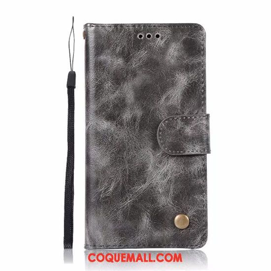 Étui Sony Xperia Xa1 Plus Protection Vintage Étui En Cuir, Coque Sony Xperia Xa1 Plus Téléphone Portable Gris