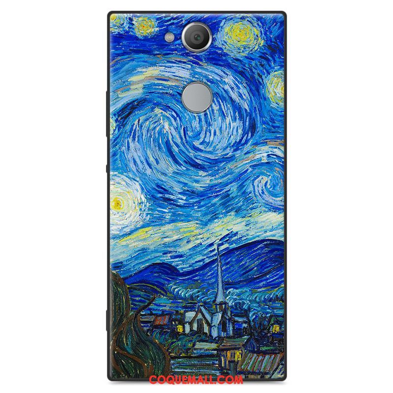 Étui Sony Xperia Xa2 Charmant Protection Bleu, Coque Sony Xperia Xa2 Dessin Animé Délavé En Daim