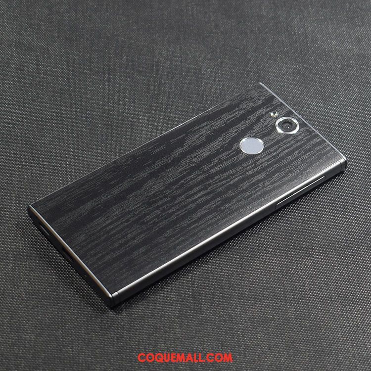 Étui Sony Xperia Xa2 Plus Protection Noir Membrane, Coque Sony Xperia Xa2 Plus Grain De Bois Couvercle Arrière