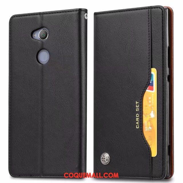 Étui Sony Xperia Xa2 Plus Étui En Cuir Business Noir, Coque Sony Xperia Xa2 Plus Protection Téléphone Portable