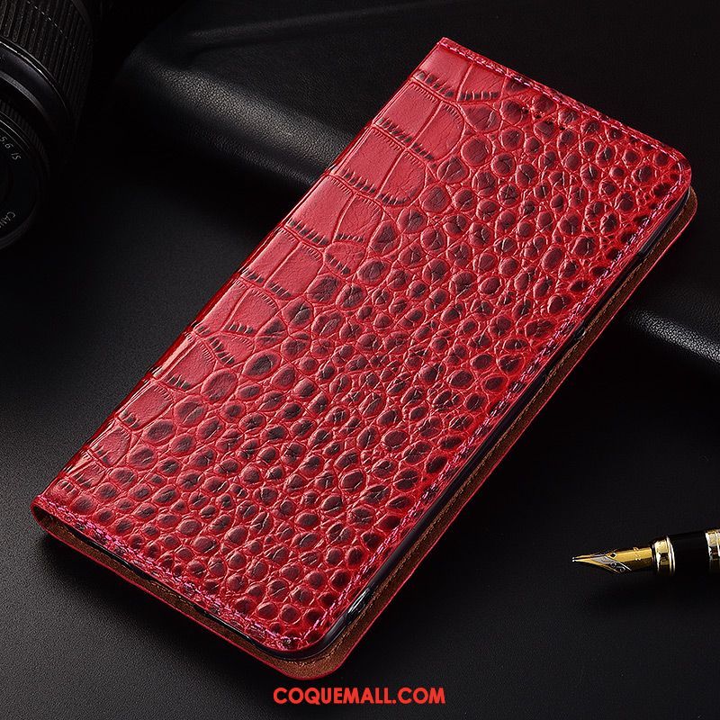 Étui Sony Xperia Xz1 Compact Crocodile Cuir Véritable Téléphone Portable, Coque Sony Xperia Xz1 Compact Rouge Étui En Cuir