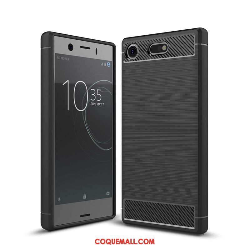 Étui Sony Xperia Xz1 Compact Simple Silicone Noir, Coque Sony Xperia Xz1 Compact Tout Compris Soie