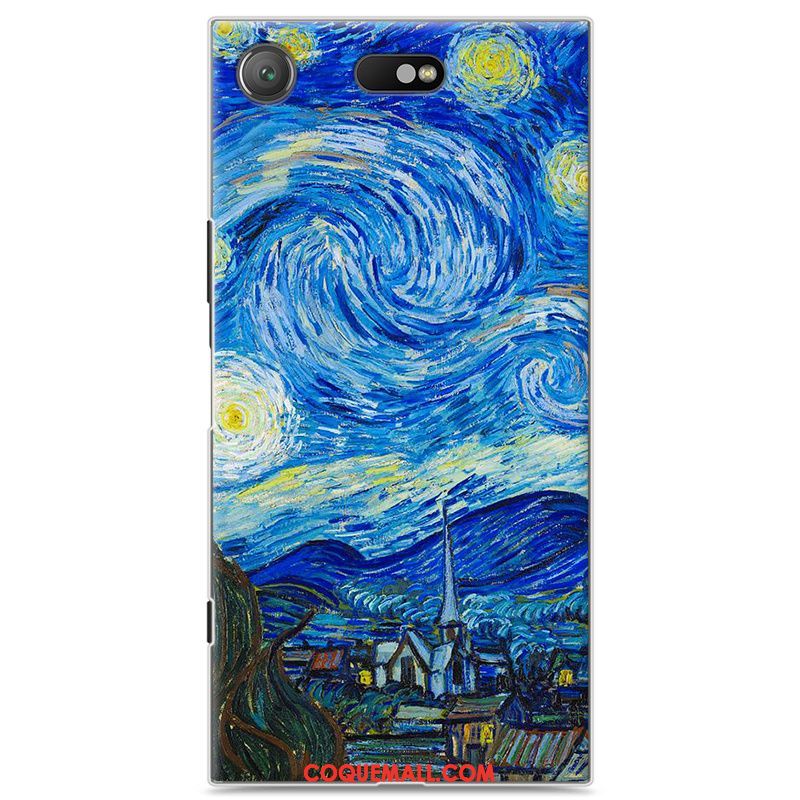 Étui Sony Xperia Xz1 Compact Téléphone Portable Peinture Bleu, Coque Sony Xperia Xz1 Compact Difficile Dessin Animé