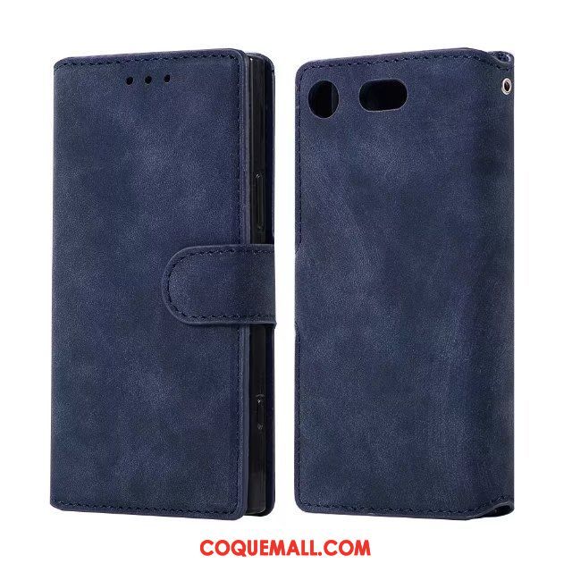 Étui Sony Xperia Xz1 Compact Vintage Fluide Doux Bleu, Coque Sony Xperia Xz1 Compact Téléphone Portable Protection