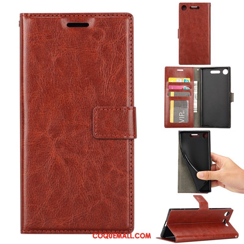 Étui Sony Xperia Xz1 Compact Étui En Cuir Protection Incassable, Coque Sony Xperia Xz1 Compact Téléphone Portable Braun