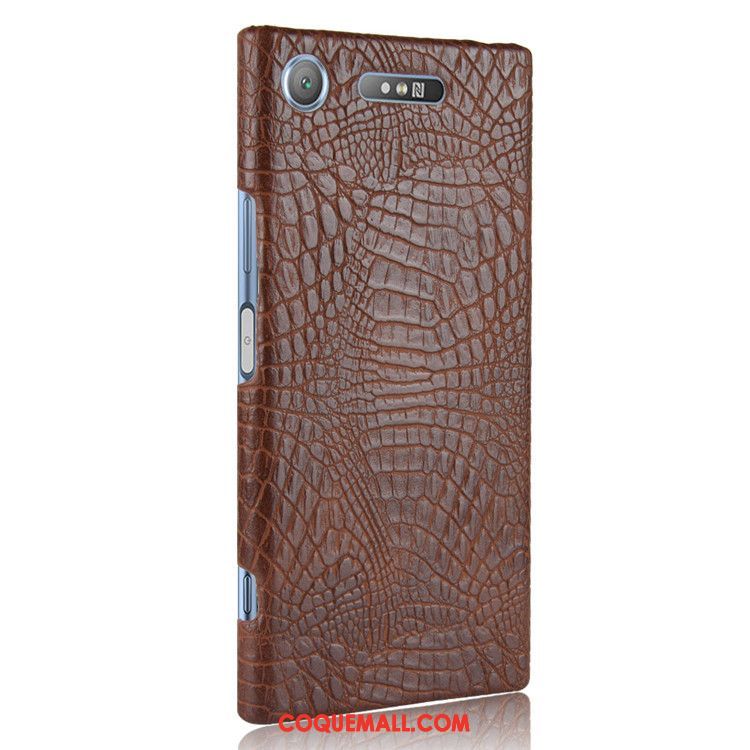 Étui Sony Xperia Xz1 Protection Téléphone Portable Difficile, Coque Sony Xperia Xz1 Crocodile Cuir Braun