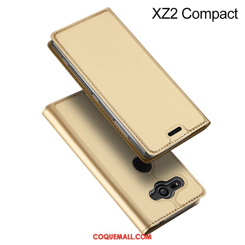 Étui Sony Xperia Xz2 Compact Bordure Protection Carte, Coque Sony Xperia Xz2 Compact Étui En Cuir Or