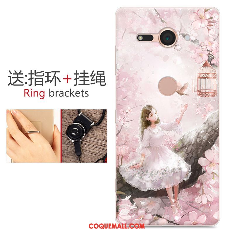 Étui Sony Xperia Xz2 Compact Rose Incassable Tendance, Coque Sony Xperia Xz2 Compact Protection Fluide Doux