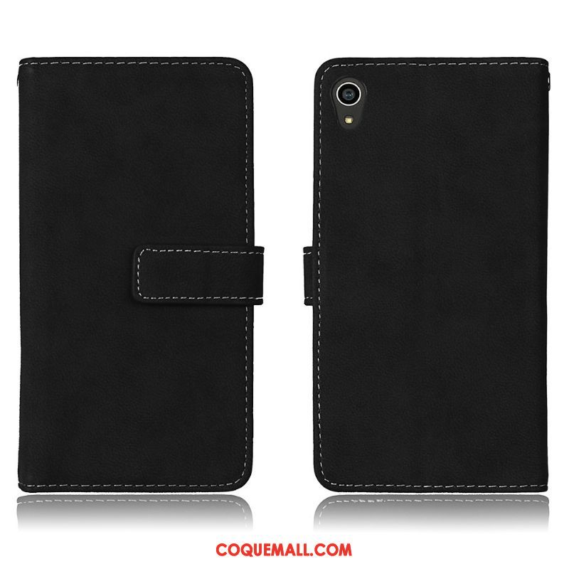 Étui Sony Xperia Z3+ Clamshell Portefeuille Noir, Coque Sony Xperia Z3+ Étui En Cuir Protection