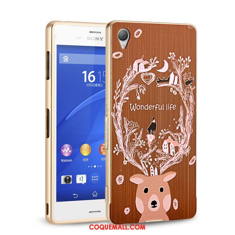 Étui Sony Xperia Z3+ Téléphone Portable Incassable Border, Coque Sony Xperia Z3+ Couvercle Arrière Protection Braun