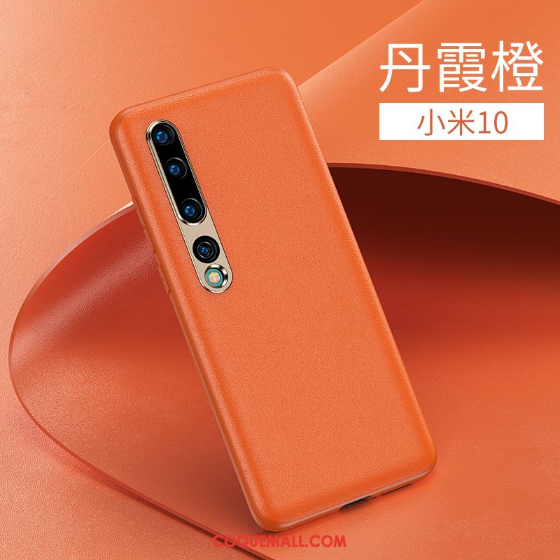 Étui Xiaomi Mi 10 Personnalité Cuir Silicone, Coque Xiaomi Mi 10 Tout Compris Très Mince Beige