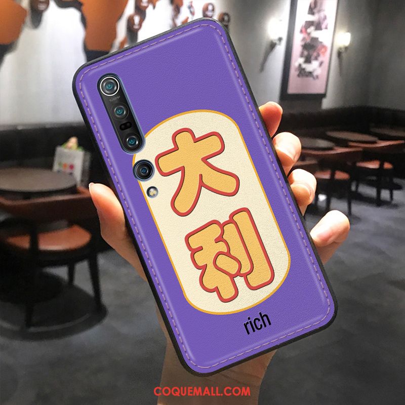 Étui Xiaomi Mi 10 Pro Créatif Cuir Personnalité, Coque Xiaomi Mi 10 Pro Modèle Fleurie Richesse Beige