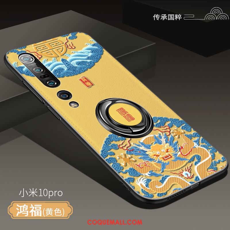 Étui Xiaomi Mi 10 Pro Magnétisme Très Mince Créatif, Coque Xiaomi Mi 10 Pro Tout Compris Style Chinois Beige