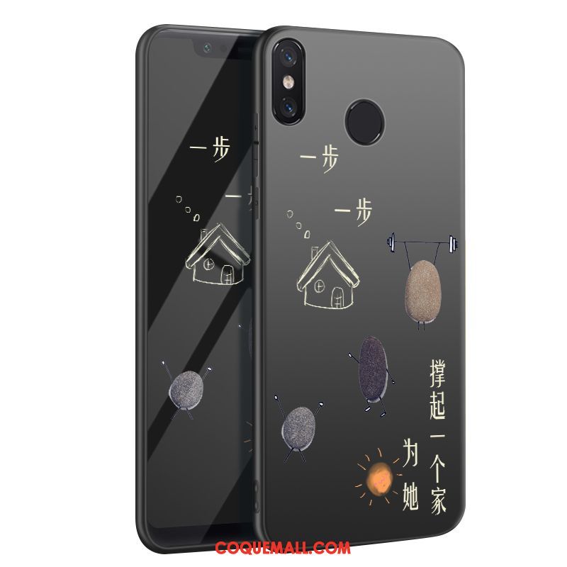 Étui Xiaomi Mi 8 Créatif Incassable Simple, Coque Xiaomi Mi 8 Noir Fluide Doux Beige