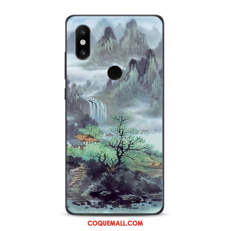 Étui Xiaomi Mi 8 Encre Tendance Téléphone Portable, Coque Xiaomi Mi 8 Style Chinois Fluide Doux Beige