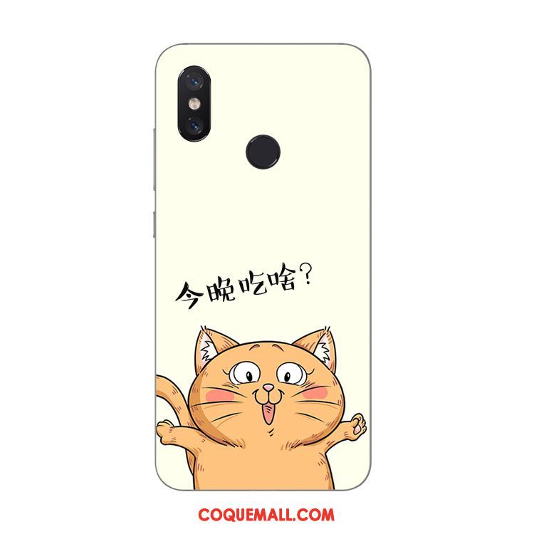 Étui Xiaomi Mi 8 Jaune Chat Fluide Doux, Coque Xiaomi Mi 8 Petit Amoureux Beige