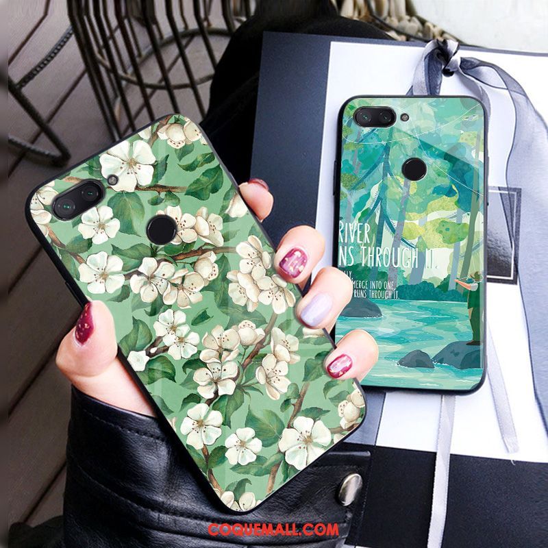 Étui Xiaomi Mi 8 Lite Art Créatif Téléphone Portable, Coque Xiaomi Mi 8 Lite Fleur Sentir Beige