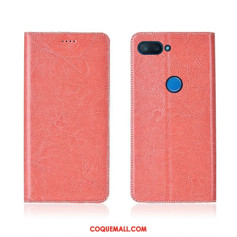 Étui Xiaomi Mi 8 Lite Modèle Fleurie Étui En Cuir Téléphone Portable, Coque Xiaomi Mi 8 Lite Tout Compris Cuir Véritable Beige